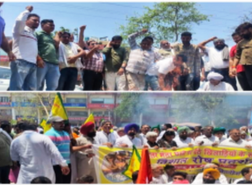 करनाल में कई संगठनों ने प्रदर्शन कर बृजभूषण का फूंका पुतला