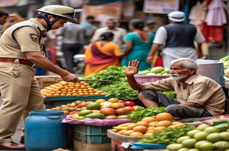 साला चोर…. सड़क पर रेहड़ी लगाएगा तो पुलिस को पैसा नहीं देगा क्या?